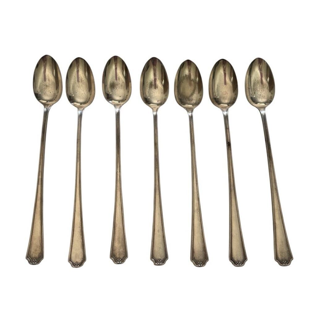 7 Silverplate Iced Tea Spoons Melody/Sybil ~ Puritan 1929 ~ No Mono